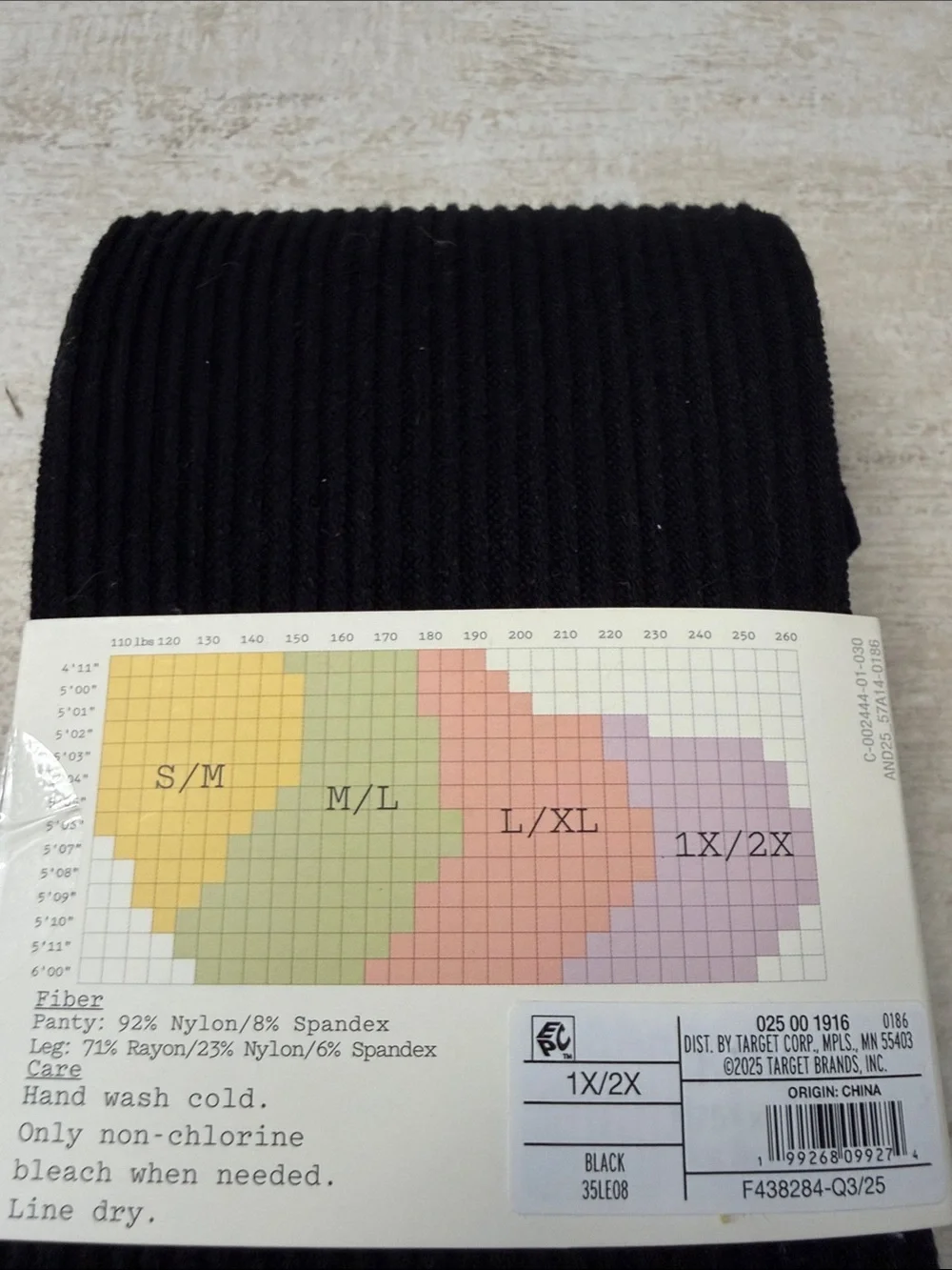 a new day Black Ribbed Sweater Tights